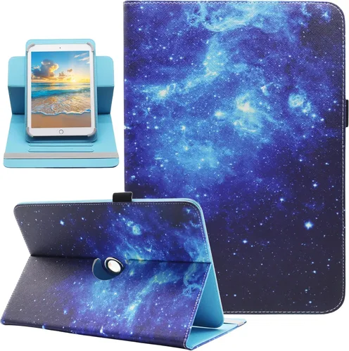 Vista 17 de Funda universal para tablet Android de 10 y 10.1 pulgadas, Dluggs de piel sintética con rotación de 360 grados, soporte multiángulo