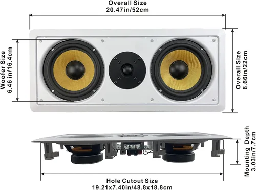 Vista 2 de Acoustic Audio HD-6c - Altavoz de canal central en pared de 6.5 pulgadas, 350 vatios, color blanco
