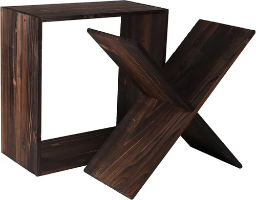 Vista 3 de Estante para vino de madera apilable de almacenamiento rústico estilo retro cubo de 24 botellas de madera para vino (marrón oscuro)