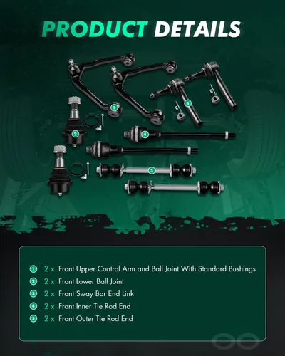 Vista 3 de SCITOO Kit de suspensión de 10 piezas para Chevy Silverado 1500 2000-2006 Tahoe 1999-2006 para GMC Sierra 1500 - Con piezas de suspensión brazo