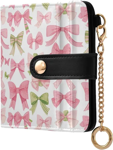 Vista 33 de Red Heart Black - Cartera para mujer, con bloqueo RFID, pequeña, delgada, tarjetero, plegable, compacta, de piel sintética, con bolsillo