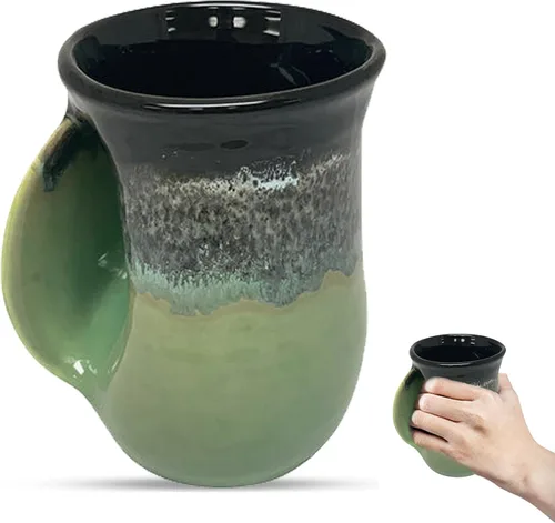 Vista 31 de Clay in Motion - Taza calentadora de manos para diestros, diseño Ocean Tide Marea del Océano
