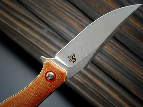 Vista 4 de Sitivien ST112 Cuchillo plegable, hoja D2 y mango de micarta, cuchillo herramienta EDC con clip de bolsillo para camping al aire libre, senderismo