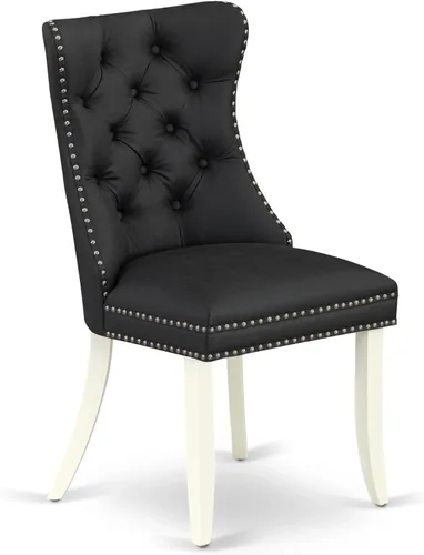 Vista 8 de East West Furniture SUDA5-LWH-12 - Juego de mesa de comedor de 5 piezas, incluye una mesa de cocina redonda con gotas y estantes y 4 sillas de tela