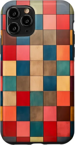 Vista 10 de Funda protectora con diseño a cuadros multicolor radiante para iPhone 14