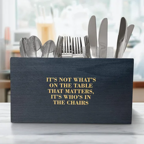 Vista 13 de Organizador de utensilios de cocina con cita familiar, organizador de utensilios de madera para cocina, caja organizadora de utensilios de cocina