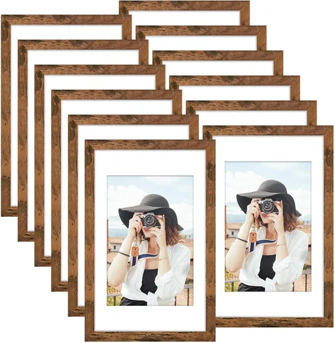 Vista 105 de Picrit - Juego de 12 portarretratos de 4 x 6 pulgadas, para fotos de 3.5 x 5 con paspartú o 4 x 6 pulgadas sin paspartú, marcos para colgar