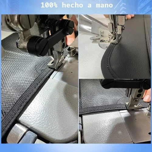 Vista 5 de Organizador de cuero para asiento trasero de automóvil con soporte para tableta, 9 bolsillos de almacenamiento grandes, bandeja plegable