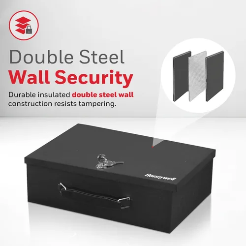 Vista 4 de Honeywell Cajas de seguridad y cerraduras de puerta - Caja de seguridad pequeña para el hogar - Caja de seguridad resistente al fuego con llaves