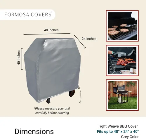Vista 3 de Formosa Covers Funda para parrilla de 48 pulgadas, funda de vinilo gris impermeable para barbacoa, compatible con Weber Spirit II E-210, Napoleon