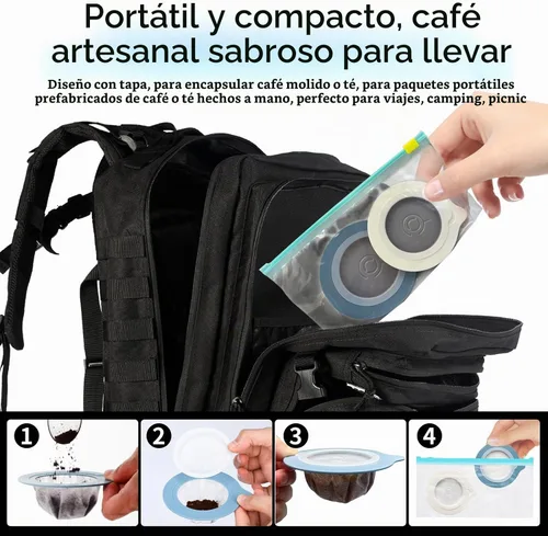 Vista 3 de Gotero portátil para verter sobre café, filtro de café reutilizable, cafetera para camping, cafetera de viaje (50, azul)