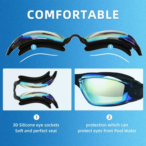 Vista 2 de LOCONHA Swim Goggles, 2 Pack Swimming Goggles Anti Fog No Leaking For Adult Women Men Youth