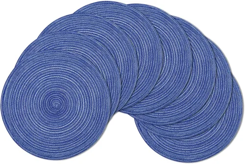 Vista 43 de SHACOS Juego de 4 manteles individuales redondos lavables de 15 pulgadas, de algodón, poliéster, trenzados, para mesa de comedor, boda, decoración