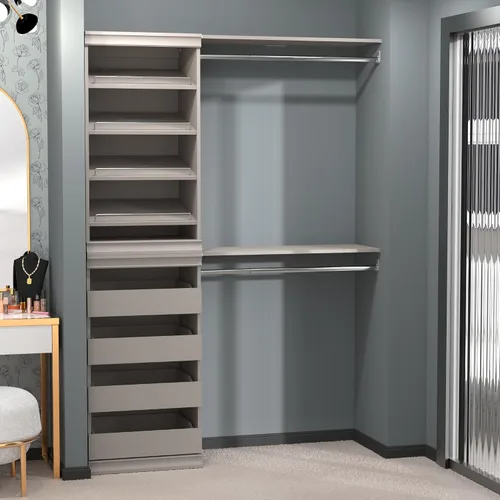 Vista 16 de ClosetMaid Kit de estante de almacenamiento modular y barra para colgar, color gris pardo