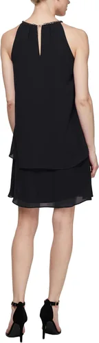 Vista 2 de S.L. Fashions Women's Solid Chiffon Split Front Halter Dress (Petite and Regular)