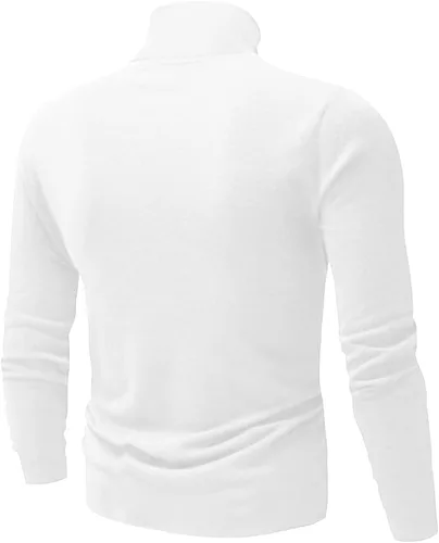 Vista 2 de Camisa básica casual ajustada para hombre, suéter de punto ligero de cuello alto