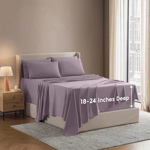 Vista 25 de Nestl - Juego de sábanas de bolsillo extraprofundo y de microfibra suave, 7 piezas, sábanas y fundas de almohada resistentes a la decoloración