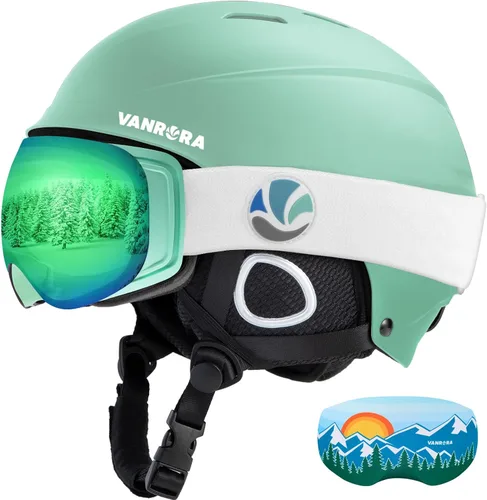 Vista 8 de VANRORA Juego de casco y gafas de esquí – Casco de snowboard con control de clima, lentes intercambiables, para hombres y mujeres
