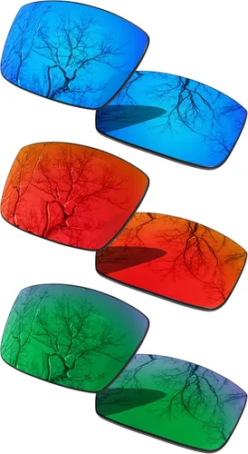 Vista 10 de 3 Pair Polarized Replacement Lenses for Oakley Gascan OO9014 Pack Cromo negro y plateado y oro de 24 quilates