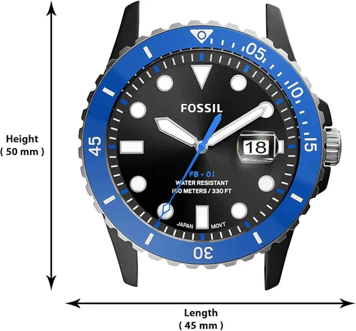 Vista 5 de FB-01 Reloj de silicona negro con fecha de tres manecillas, Negro