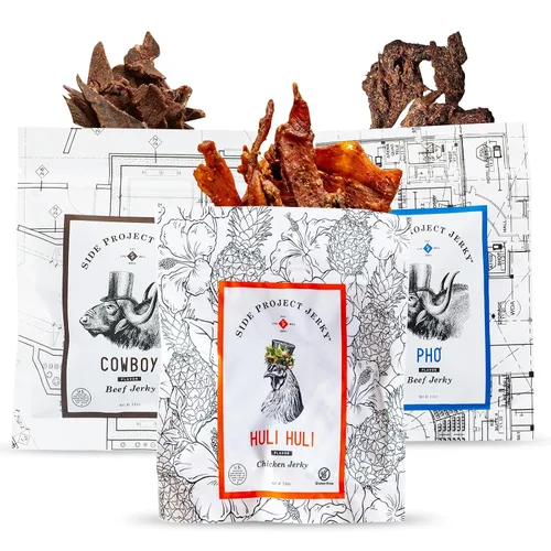 Vista 11 de Side Project - Carne seca de res – Sabor Berbere – Cecina de inspiración etíope sin gluten – Calor dulce y cítricos – Bocadillo alto en proteínas