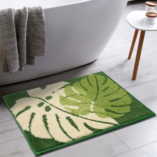 Vista 13 de Hi Space Alfombras de baño de 24 x 16 pulgadas con hojas para baño, antideslizante, lavable a máquina, suave, absorbente, bonita alfombra de baño