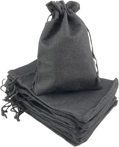 Vista 48 de Palmhomee Paquete de 20 bolsas de regalo de arpillera con cordón, bolsas de joyería de lino, bolsas de yute de boda para joyas y bolsas