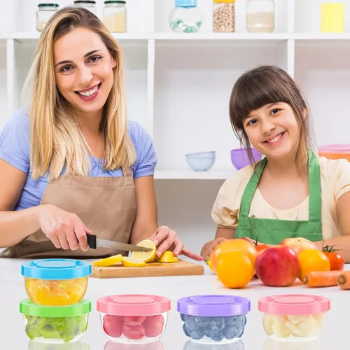 Vista 7 de TOFLEN Recipientes pequeños reutilizables para congelador de 5 onzas, recipientes de plástico para almacenamiento de alimentos con tapas de rosca, a