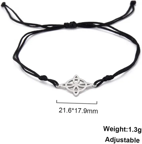 Vista 6 de unift Pulsera para mujer nudo de bruja celta pulsera mágica en capas dije de acero inoxidable pulseras místicas de doble cuerda joyería celta Sin