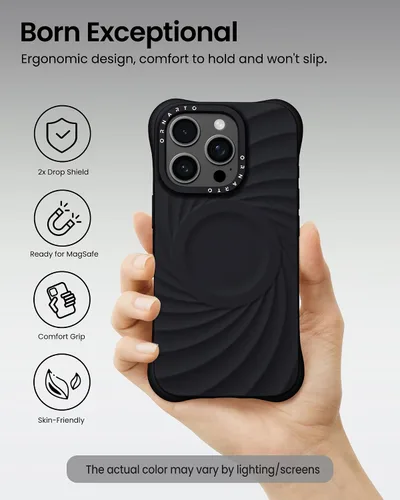 Vista 6 de ORNARTO Vortuxe - Funda para iPhone 16 Pro Max de 6.9 pulgadas, color negro + funda para AirPods Pro 2 en negro