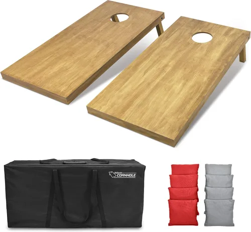 Vista 23 de GoSports 4 ft x 2 ft Regulation Size Wooden Cornhole Boards Set with Light Brown Finish - Includes Carrying Case and Bean Bags Negro- gris