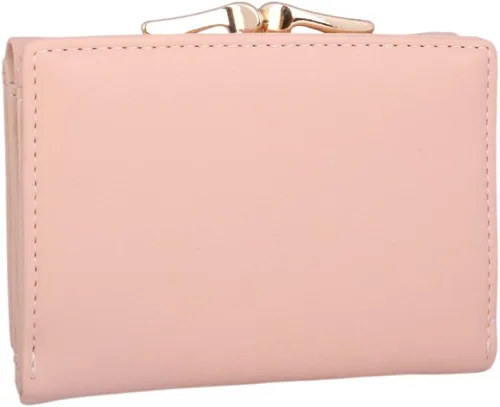 Vista 2 de Womens Purse Tiny Solid kiss-lock Embrague cartera Coin Purses, Talla libre, Púrpura rosa