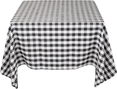 Vista 6 de LinenTablecloth - Mantel cuadrado de poliéster de 54 pulgadas, color blanco y negro