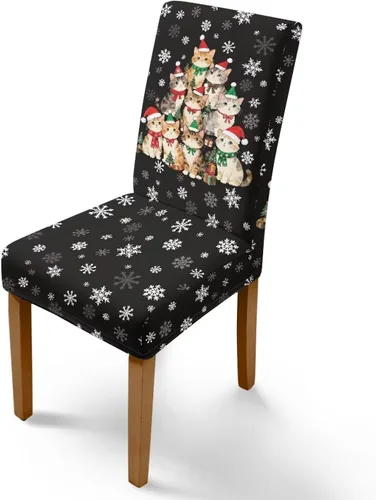Vista 137 de Rnyleeg Fundas navideñas para sillas de comedor, fundas de asiento de comedor con estampado de campanas brillantes, juego de 1 funda suave y lavable