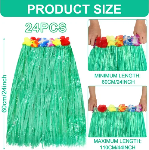 Vista 3 de 24 faldas de hierba hawaiana de 24 pulgadas, falda hula para mujer, disfraz de Luau, recuerdos de fiesta hawaiana