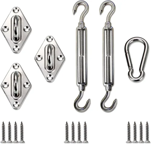 Vista 9 de SunnyRoyal Accesorio de poste de vela para toldo, abrazadera de anillo en D para poste de vela y postes de soporte de toldo, accesorio de hardware