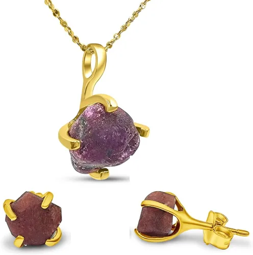 Vista 93 de Juego de joyas de piedras preciosas crudas reales con plata de ley 925 chapada en oro real, collar y aretes de piedra natal, regalo para ella por
