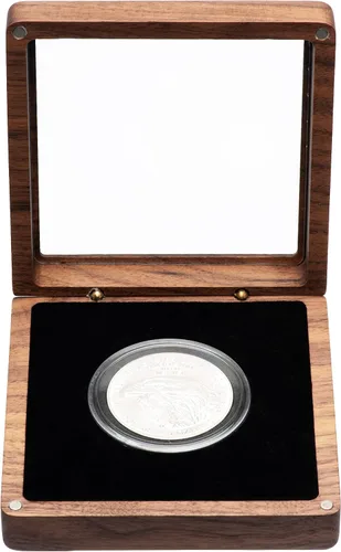 Vista 5 de Caja de presentación de monedas de madera de nogal individual con tapa transparente y cápsulas de monedas de plástico con junta ajustable