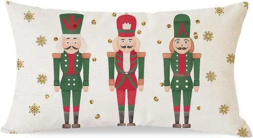 Vista 12 de PANDICORN - Funda de almohada decorativa de Cascanueces de Navidad 12x20 pulgadas, decoración de Navidad en negro con Cascanueces, cojín decorativo