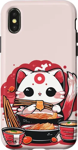 Vista 5 de iPhone 16 Japanese Cat Eating Ramen Cute Kawaii Cat Case