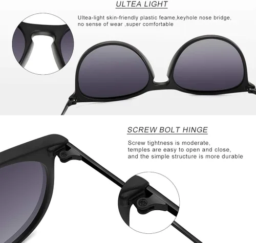 Vista 5 de WOWSUN Gafas de sol polarizadas para mujer lentes de espejo redondas retro vintage