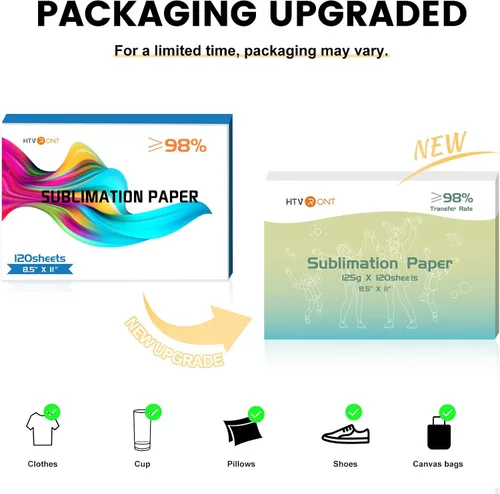 Vista 2 de HTVRONT - Papel de sublimación de 8.5 x 11 pulgadas - 150 hojas de papel de sublimación compatibles con la impresora de inyección de tinta de 120 gsm