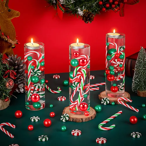 Vista 3 de 120 piezas de relleno de jarrón de Navidad, cuentas flotantes para decoración de jarrones