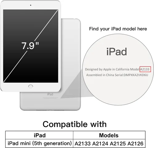 Vista 2 de JETech Funda para iPad mini 5 (modelo 2019 5ª generación), cubierta inteligente con apagado automático/encendido (negro)