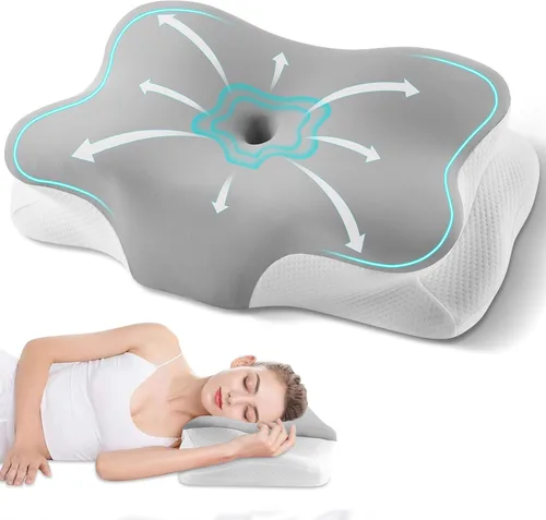 Vista 8 de Almohada cervical para el cuello, almohada ergonómica para dormir de lado para el soporte del cuello, almohadas de espuma viscoelástica refrescante