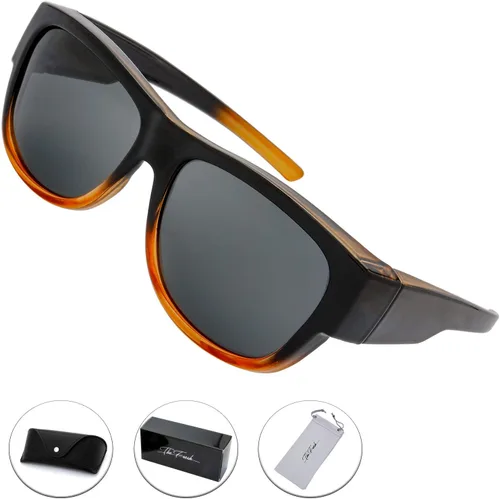 Vista 7 de The Fresh - Lentes de sol polarizados, de alta definición y envolventes para uso sobre anteojos - Estuche de piel para anteojos