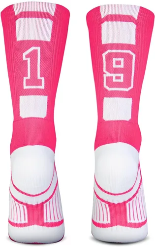 Vista 25 de ChalkTalkSPORTS Calcetines de equipo personalizados - Calcetines con números rosados Elige tu número