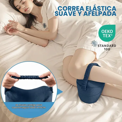 Vista 4 de Almohada de rodilla para personas que duermen de lado con correa, almohada de espuma viscoelástica de apoyo para las piernas para dormir de lado