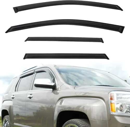 Vista 6 de 4 piezas de viseras de ventana con protector de lluvia y tintado ahumado compatible con 2010-2017 Terrain, deflector de ventilación adhesivo