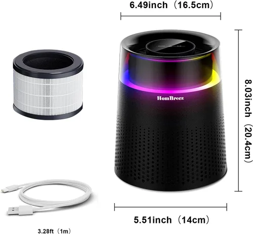 Vista 2 de Purificadores de aire para dormitorio, H13 True HEPA purificador de aire para dormitorio, oficina en casa, limpiador de aire silencioso con luz